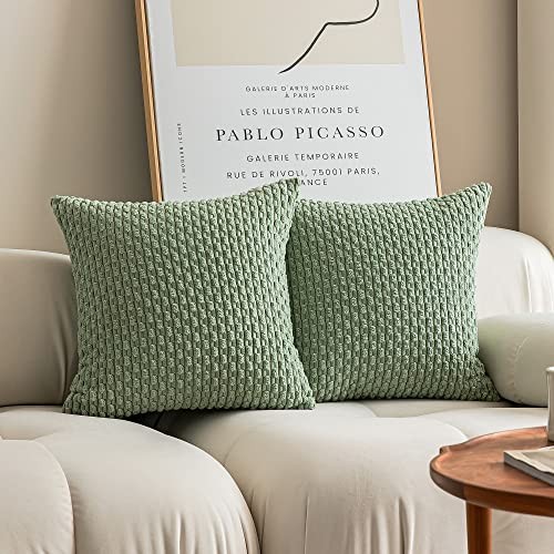 Kevin Textile 2 Packs Decorative Throw Pillow 18" x 18" (Pack of 2) Sage Green - Picture 3 of 7