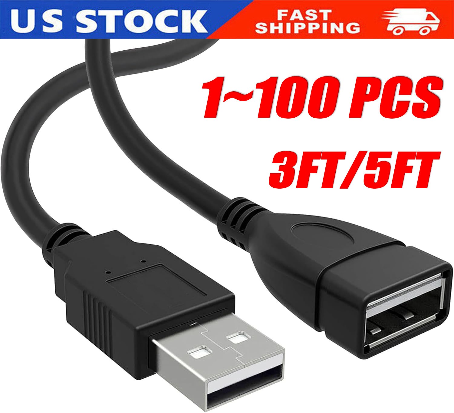 High-Speed USB-USB Extension Cable USB 2.0 Adapter Extender Cord Male/Female LOT - $89.55 - Thumbnail 1