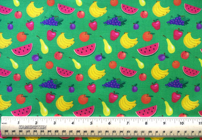 1/4 yard 100% cotton fabric MDG Fabrics Fruit Mix Pears Grapes Oranges Apples