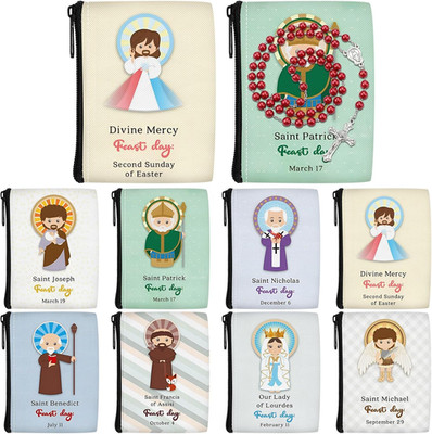 Windyun 8 Pcs Catholic Rosary Pouch 3.9'' X 4.7'' Coin Purse Rosary Holder Beads