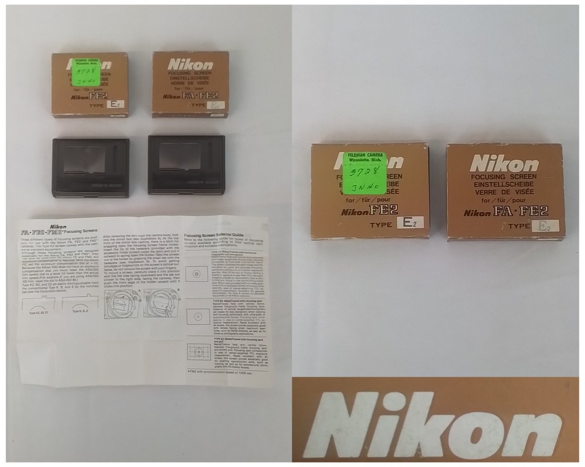 Vintage Nikon FA FE2 Focusing Screen Type E2 Lot of 2 #J2570