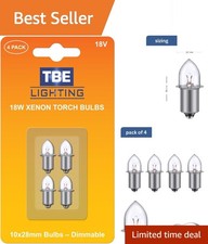 High Lumen 18v Xenon Flashlight Bulbs - Pack Of 4 Compatible With One High Lumen 18v Xenon Flashlight Bulbs - Pack Of 4 Compatible With One