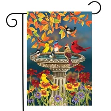 Briarwood Lane Fall Birdbath Floral Garden Flag