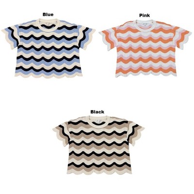 Edited by Hunter McGrady Women's Lightweight Scalloped Hem & Cuffs Crochet Top