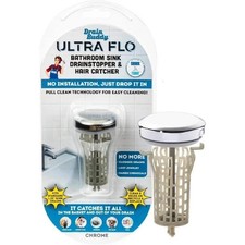 Ultra-Flo 2-in-1 Sink Stopper Hair Catcher Anti-Clog Drain Strainer Easy Clean