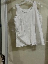 GAP Women's White Cotton Sleeveless Tank Top Crew Neck Solid Size L