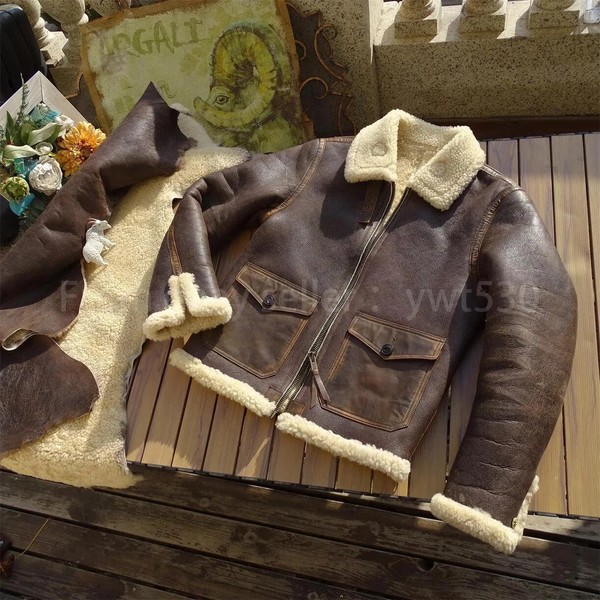 Chaqueta B-3 RAF Marina de los Estados Unidos Hombres Bombardero Aviador Volador Cuero de oveja real, TOTALMENTE NUEVA