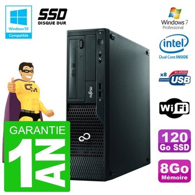 PC Fujitsu Esprimo E500 E85 + Dt G640 RAM 8Go SSD 120Go DVD Wifi W7