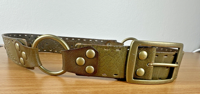Linea Pelle Belt Womens Small Leather Green Handmade Studded  display picture 1