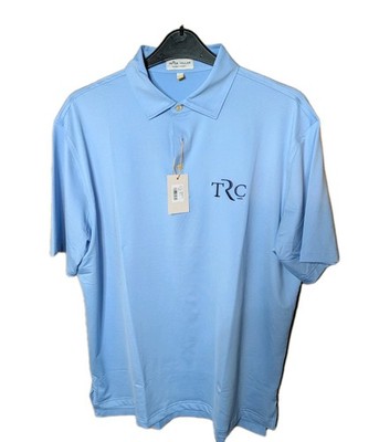Peter Millar Sommer Komfort Polo blau TRC Logo Herren Large neu mit Etikett Größe Large 