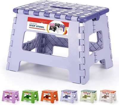 9'' Height Folding Step Stool Cute Plastic Foldable Stools for Kids 1 Pack