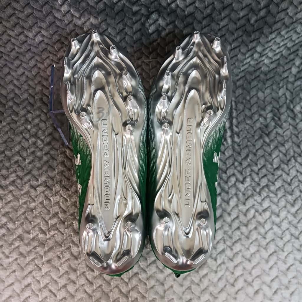 Under‎ Armour UA Spotlight 4 MC Men Football Cleats Silver Green Size 12 Under Armour UA Spotlight 4 MC Men Football Cleats Silver  main image 2
