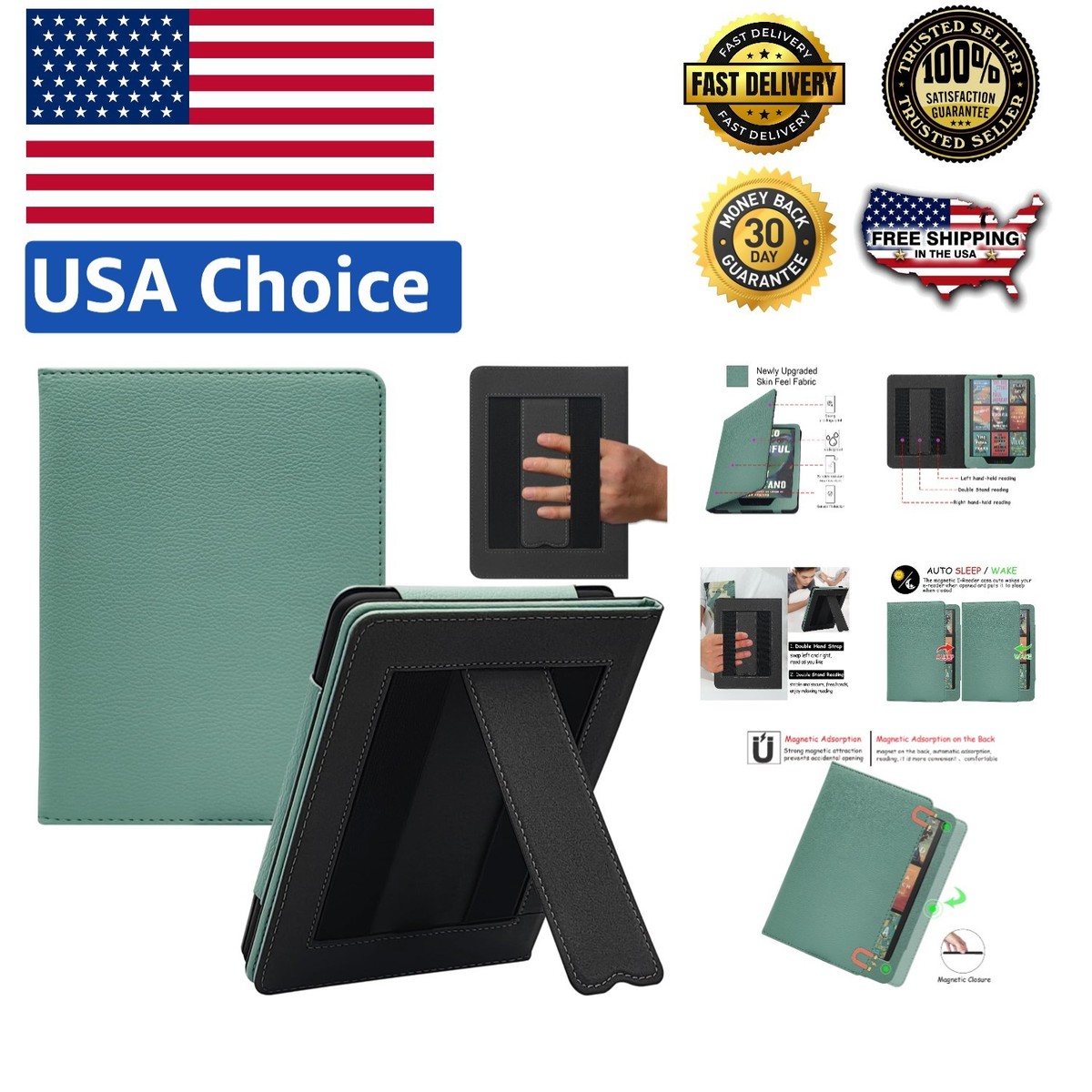 Double Hand Strap Kindle Cover for 7''/6.8'' Paperwhite