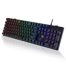 Mechanical Gaming Keyboard, RGB 104 Keys Ultra-Slim LED Backlit USB Wired Key...