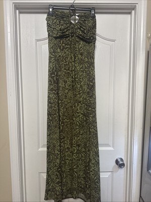 Vintage style Women s Venus Strapless bodycon Dress size L Geeen and Brown