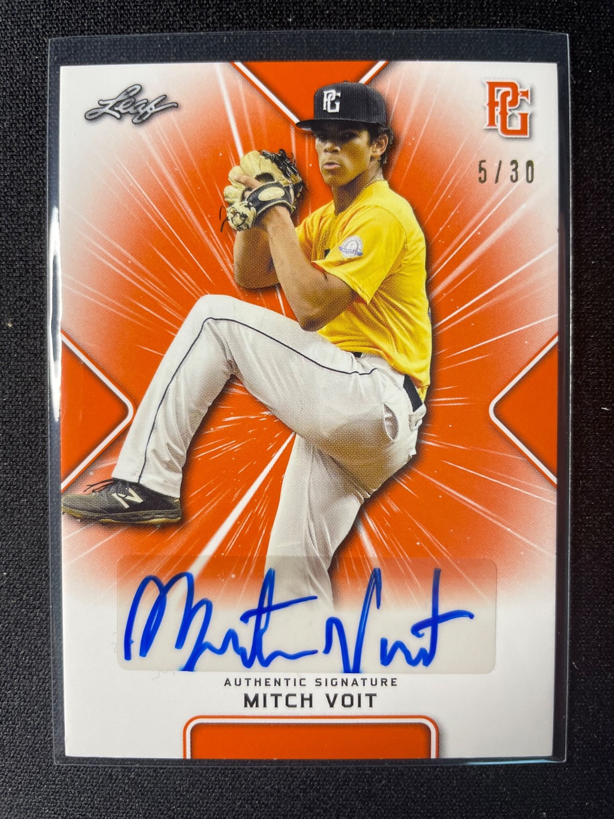 2021 Leaf Perfect Game Mitch Voit Orange Autograph #5/30 Mets!!!