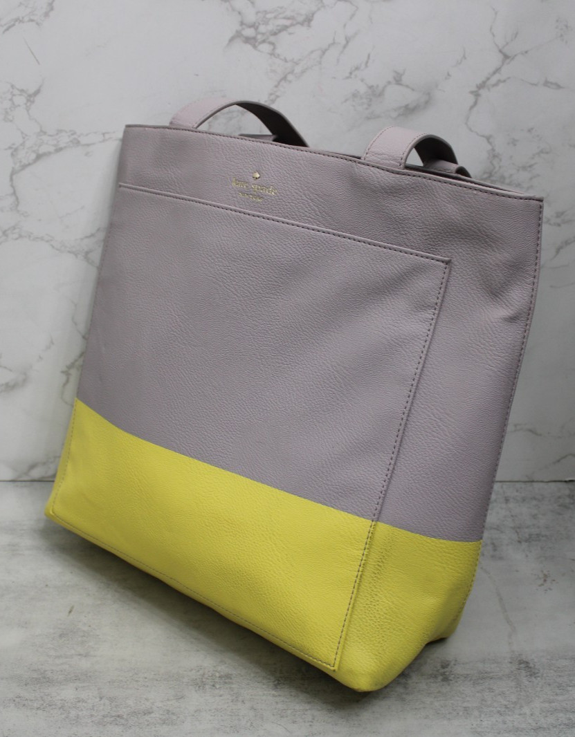 Kate Spade Gray & Yellow Leather Shoulder HandBag Purse thumbnail 8