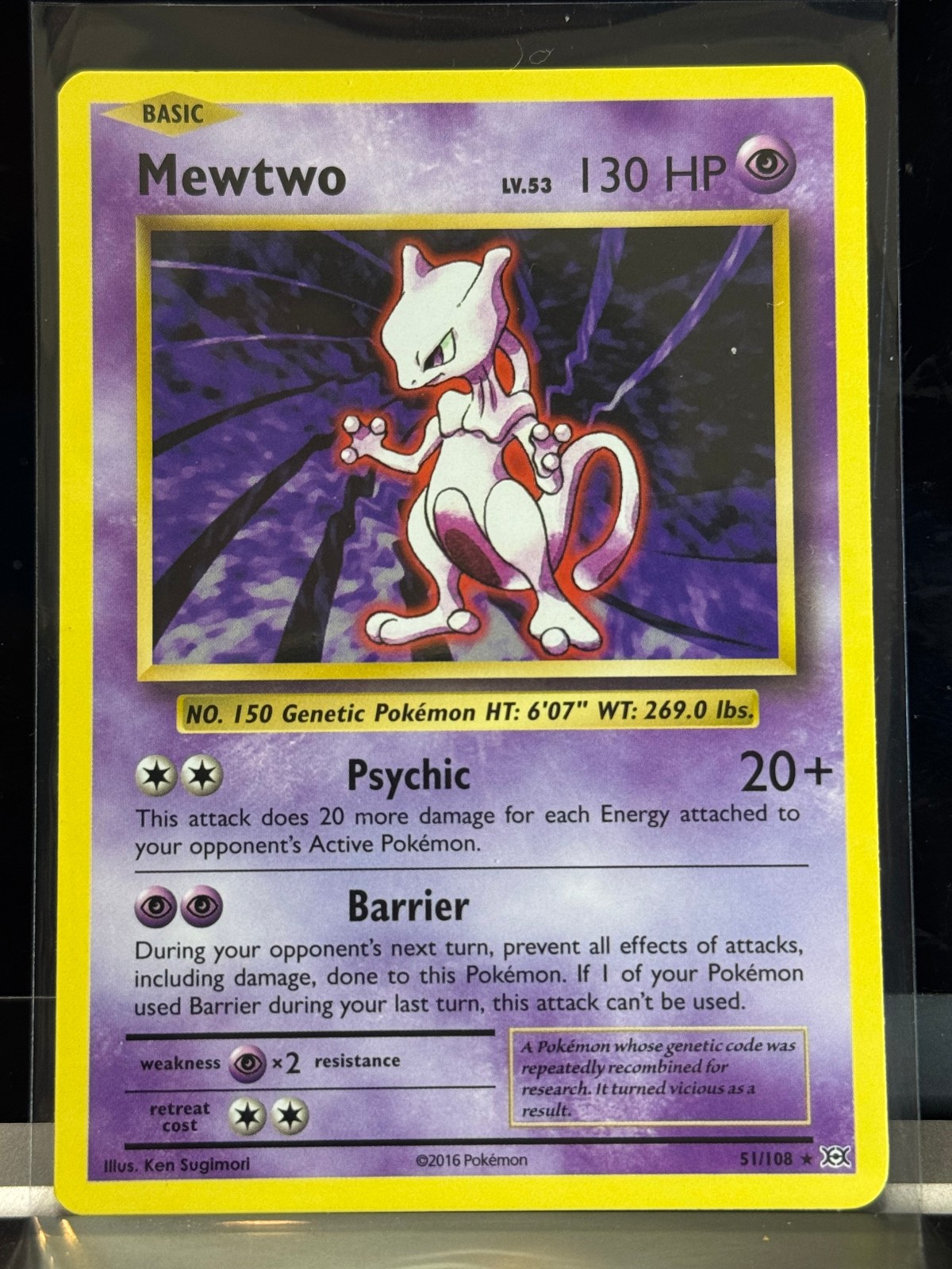 Pokemon Mewtwo 51/108 XY Evolutions Rare NM Pokemon Card Non Holo