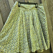 Talbots Petite Sz 10 Floral Skirt Lined 100 Cotton Zip Back Flowy Cottagecore
