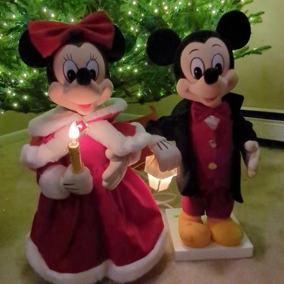 VTG DISNEY Motionettes Christmas MICKEY MINNIE Telco 21''  Mouse Santa Best Works