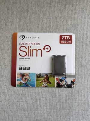 2TB Seagate Backup Plus Slim + Portable Hard Drive External Black STDR2000602