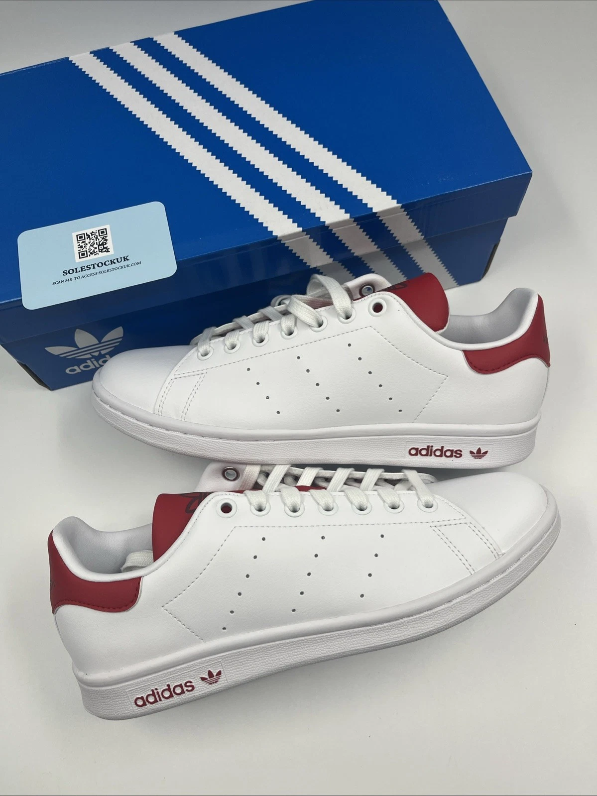 Scarpe da ginnastica Adidas Originals Stan Smith bianche rosse ID1979 più taglie