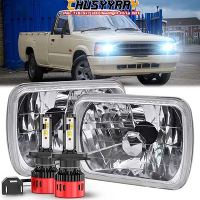 Pair 5''x7'' Inch LED Headlights Hi&Lo DRL FOR Mazda 1986-1991 B2000/B2200/B2600