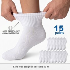 15 Pairs Unisex Diabetic Socks,  Loose Non-Binding Cotton Ankle Socks