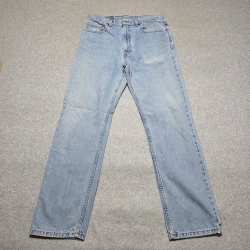 Vintage Levis 505 Jeans Mens 34x32 Blue Denim Pants Workwear Batwing