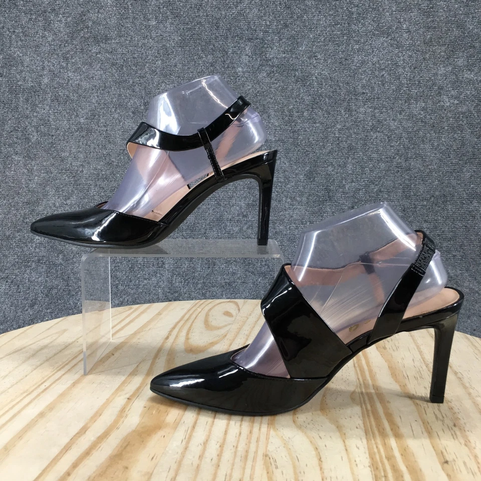 NEW Unisa Heels Womens 8 M Yvonna Pointed Slingback Pumps Black Faux Leather - Image 2 of 4