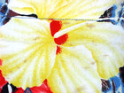 VINTAGE 1950's FLORAL RAYON CREPE? HAWAIIAN SHIRT BLUE YELLOW  BROWN WHITE-S-M — photo 3