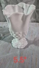 Vtg Fenton Milk Glass Swung Hobnail Pedestal Handkerchief Vase 5.5" White