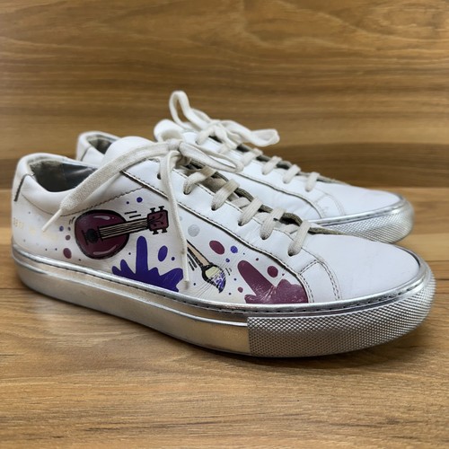 Common Projects Womens 8 EU 38 Paint Music Silver White Leather Low Tops - Picture 2 of 11
