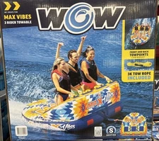 WOW Sports Max Vibes 1-3 Rider Inflatable Towable Tube Boat Raft Float $350