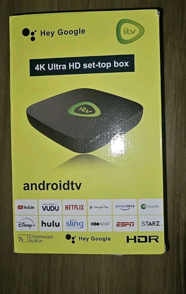 itv 4K Ultra HD Setup Box Android TV HDR Chrome cast Built In New