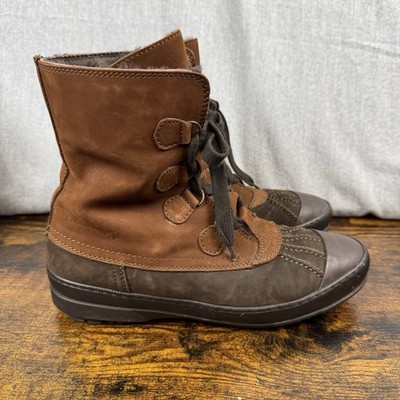 CANDICE COOPER Faux Fur & Brown Leather Snow Boots Lace Up