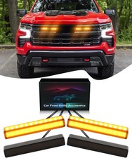 Chevy Silverado Amber Grill Lights 4Pcs 2019-2023 Raptor