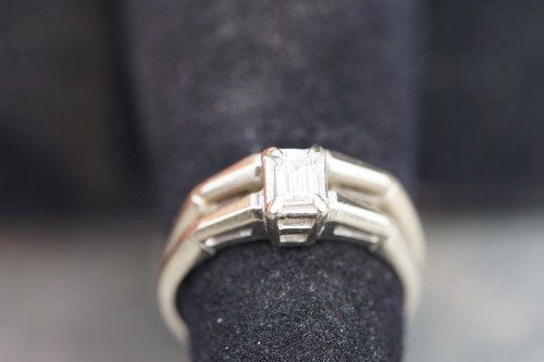 .25ct Princess Natural DIAMOND Wedding Ring Set 14K W Gold SZ 5.25 ArtCarved - Picture 6 of 19