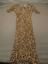 NWT ASTR Size XS Womens Animal Print V Neck Short Sleeve Maxi Dress 848