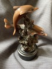 Bronze Electroplated Resin Figurine 2 Dolphins Swimming Around A Coral Reef. 7" — photo 2