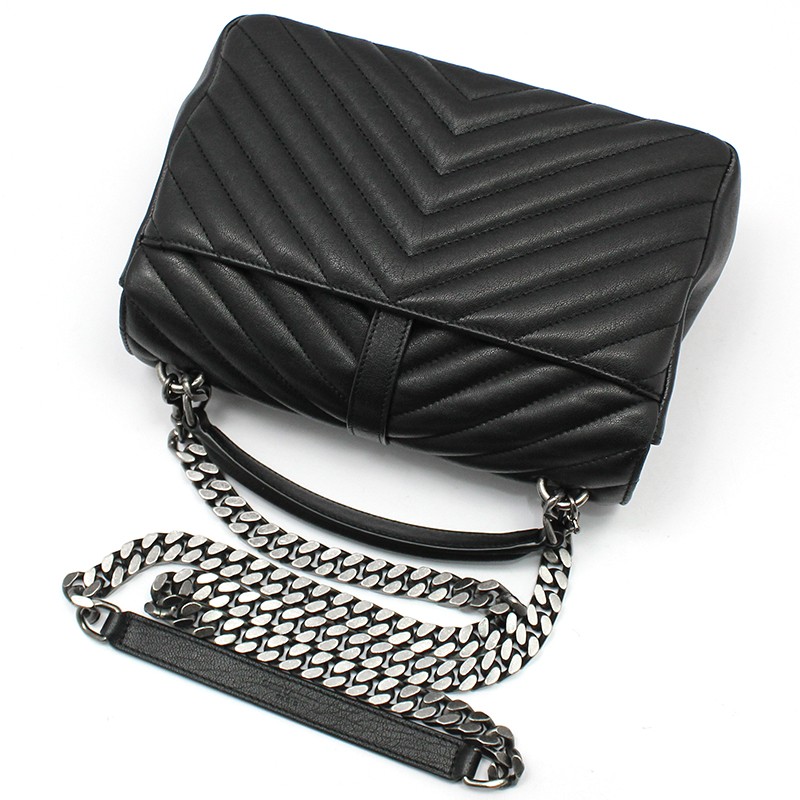 Borsa a tracolla Saint Laurent in pelle nera Monogram College Medium Satchel