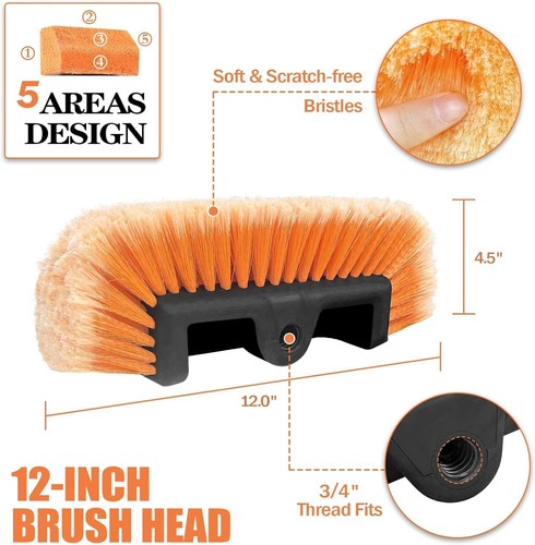 4-12FT Car Cleaning Kit Wash Brush with Extra-Thick Aluminum 3X Extension Pole, - Picture 3 of 7