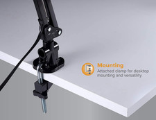 Office VLF100 LED Swing Arm Desk Lamp with Clamp Mount, 36" Reach, Includes L...