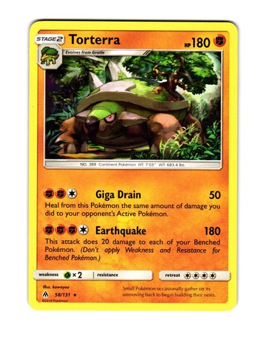 TORTERRA 58/131 RARE FORBIDDEN LIGHT POKEMON MODERATELY PLAYED