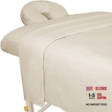 ForPro Premium Flannel 3-Piece Massage Sheet Set for Massage Tables, Natural