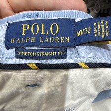 Polo Ralph Lauren Blue Chino Pants 40W Stretch Flat Front Straight Leg Twill