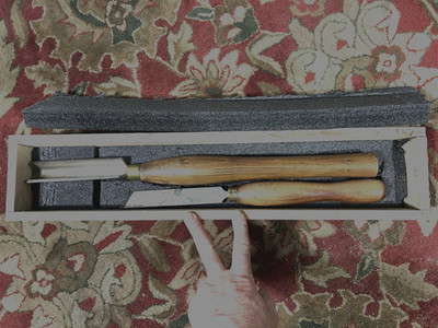 2 Crown Tools Sheffield England Wood Carving chisels  20''  14''