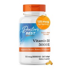 Doctor's BEST Vitamin D3 5000 IU Softgels for Men Women, 360 Softgels