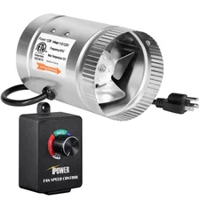 Booster Fan Inline Duct Vent Blower with Speed Controller for HVAC Exhaust