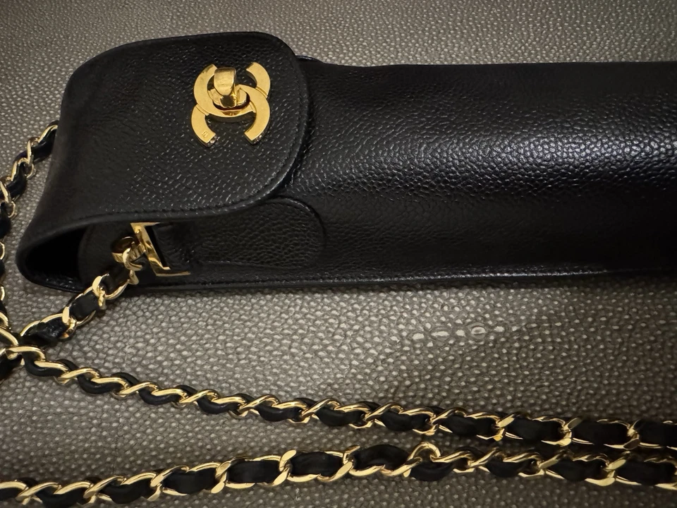 Chanel Black Caviar Leather Umbrella Case On Chain Gold Hardware (No Umbrella) - Image 2 of 4